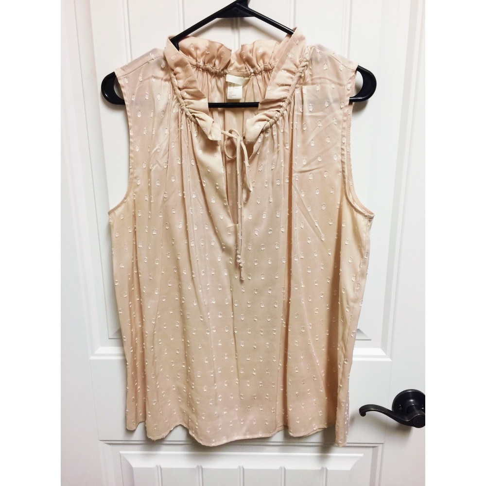 H&M Cream Sheer Flowy Sleeveless Tank Top Blouse